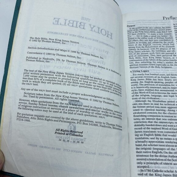 Holy Bible New King James Version 1990 Softcover Fair Condition Teal Green - Picture 8 of 16